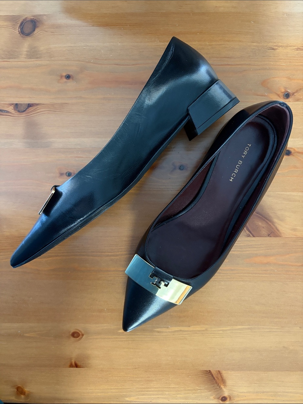 Tory Burch Black Pointed Toe Block Heels with Dust Bag - Picture 4 of 10